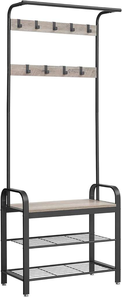 Vasagle Coat Rack with Shoe Storage Bench (Greige & Black / Brown & White / Rustic Brown & Black) W/Code