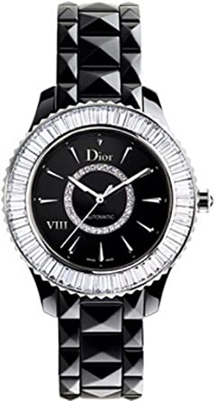 New Ladies Dior VIII Eight Black Ceramic Baguette Diamonds Watch